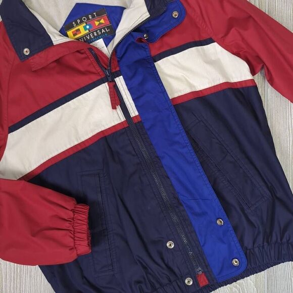 Vtg Sport Universal Rothschild Size XL 18/20 Jacket Full Zip Snap Front Red Blue - Picture 5 of 9